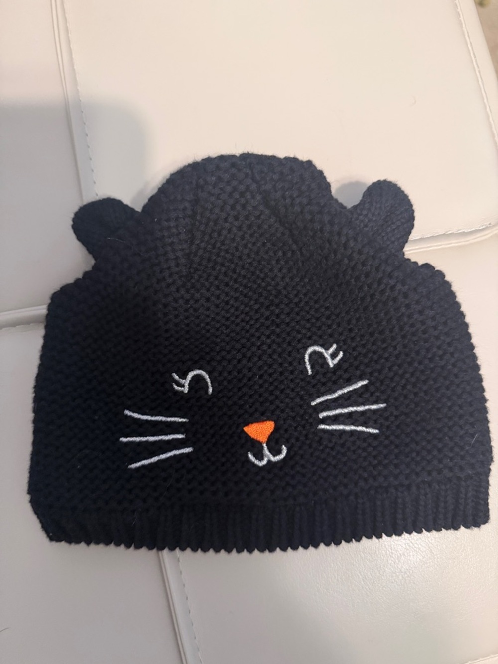 Carter's Black Knit Cat Beanie with Orange Nose